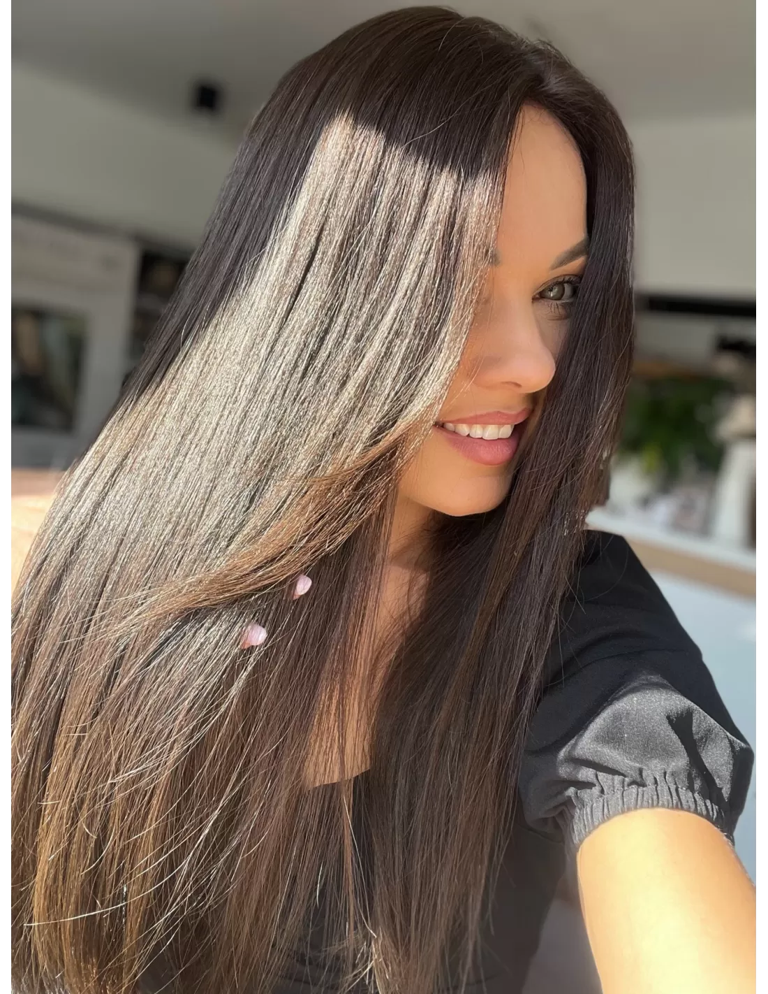 Włosy do ramion z grzywką